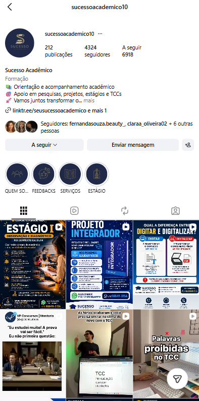 Case Sucesso Acadêmico, versão mobile