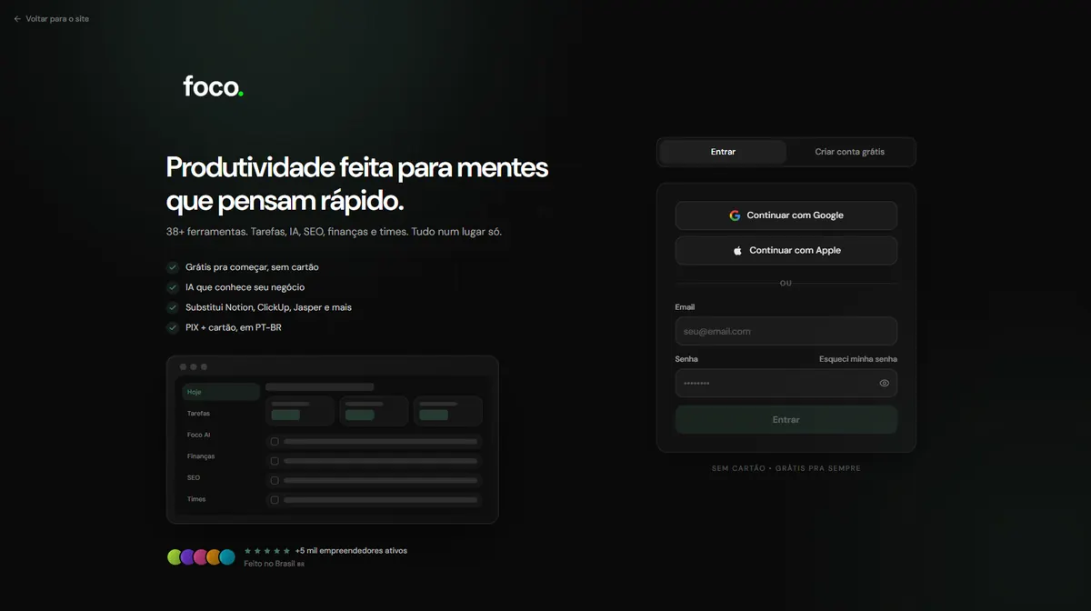 Foco - Produtividade e IA